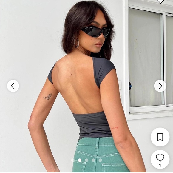 Princess Polly Tops - Princess Polly Charcoal Bodysuit
